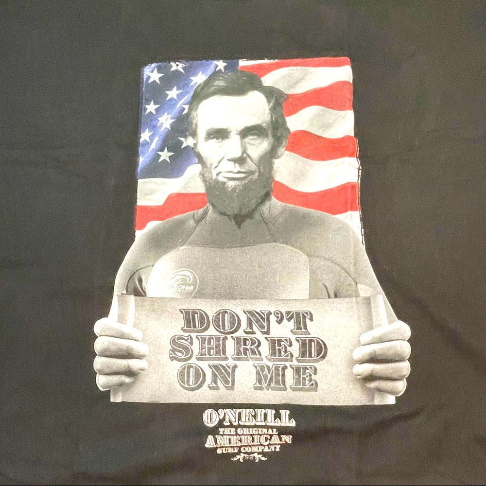 O’Neill Mens XL Size Black Abe Lincoln Shred T-Shirt Surf Shop Tee Shirts